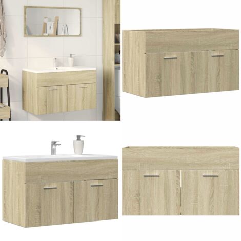 Armario para lavabo contrachapada color roble 80x38,5x46 cm - Armario de lavabo - Armario de madera