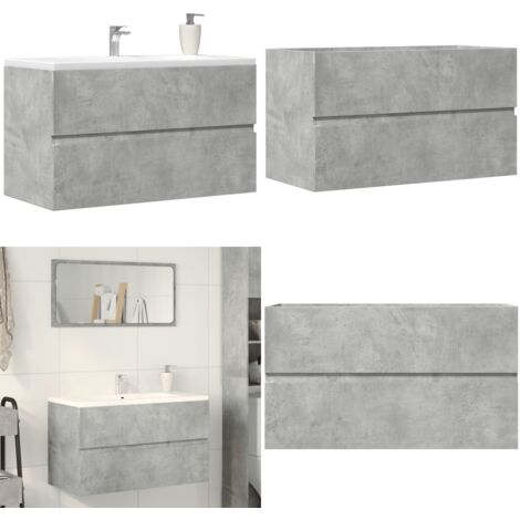 Armario para lavabo contrachapada gris hormigón 90x38,5x45 cm - Armario de baño - Armario para lavabo