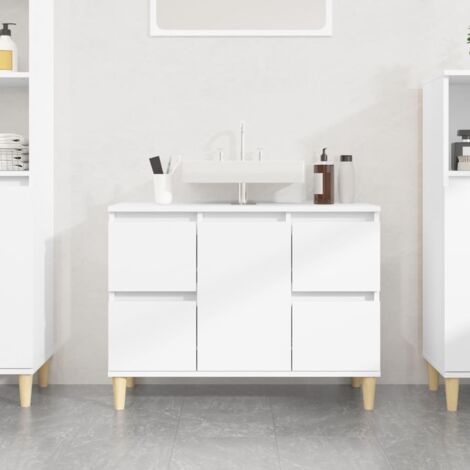 Armario para lavabo madera contrachapada blanco 80x33x60 cm vidaXL874631