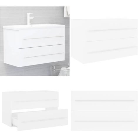 Armario para lavabo madera contrachapada blanco 80x38,5x48 cm - Armario de baño - Almacenamiento de baño