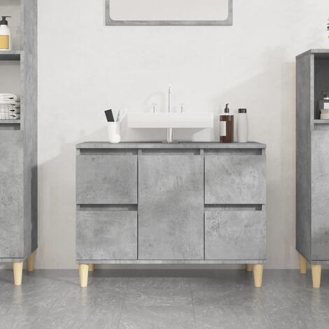 Armario para lavabo,Mueble de baño madera madera contrachapada gris hormigón 80x33x60cm VHU78331 MaisonChic