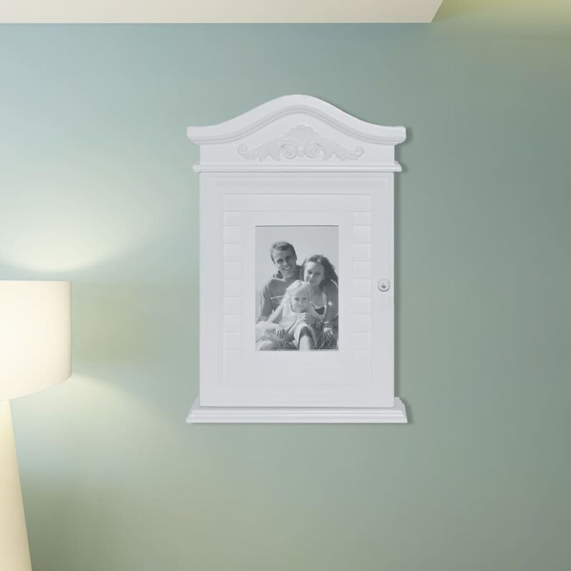 

Armario para llaves con marco de fotos blanco