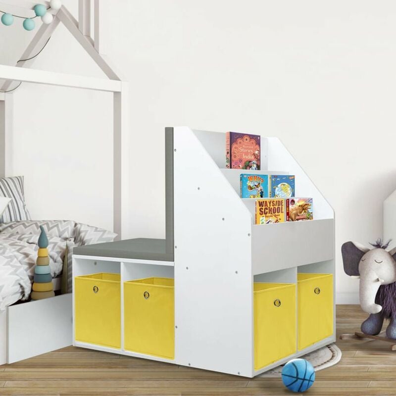 

Armario para ninos con banco MDF blanco 60x78x78 cm
