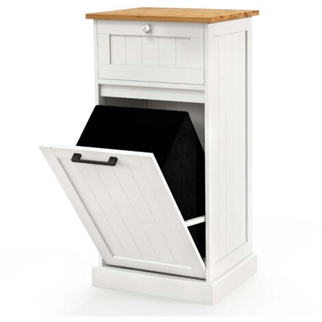 Armario para ropa con cesto basculante 40 x 37 x 82 cm diseño moderno y compacto en bambú blanco 200015066