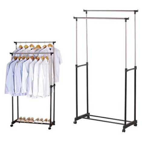 Armario para ropa con perchero doble ajustable con ruedas Brixo H 94-165 cm