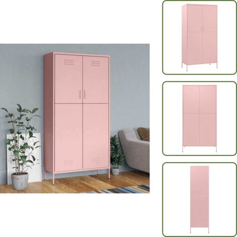 Armario para ropa - vidaXL Armario de acero rosa 90x50x180 cm - Estantes ajustables