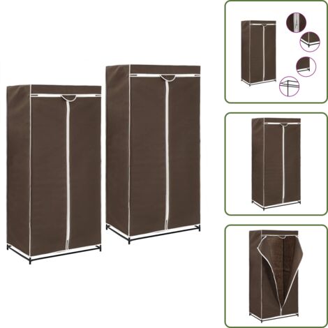 Armario para ropa - vidaXL Armarios 2 unidades marrón 75x50x160 cm - Armario con barra de colgar