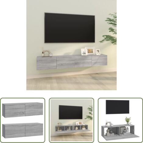 Armario para TV -  Muebles de pared para TV 2 uds madera gris Sonoma 100x30x30 cm