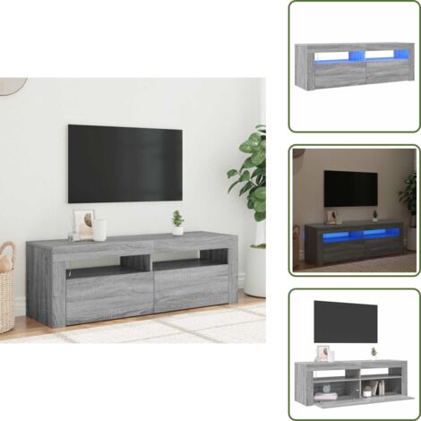 Armario para TV - vidaXL Mueble de TV con luces LED gris Sonoma 120x35x40 cm - Diseño moderno