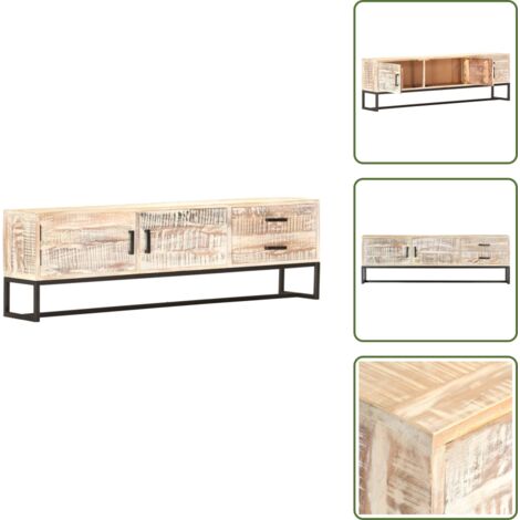 Armario para TV - vidaXL Mueble para TV de madera maciza de acacia blanco 140x30x45 cm - Mueble bajo