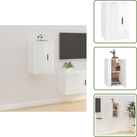 Armario para TV - vidaXL Mueble para TV de pared blanco brillante 40x34,5x60 cm - Mueble decorativo
