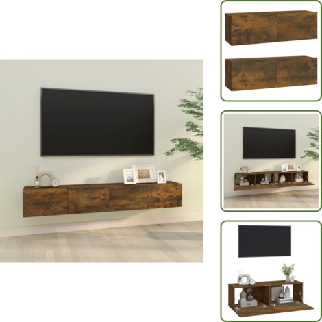 Armario para TV - vidaXL Muebles de pared de TV 2 uds madera roble ahumado 100x30x30 cm - Muebles de madera