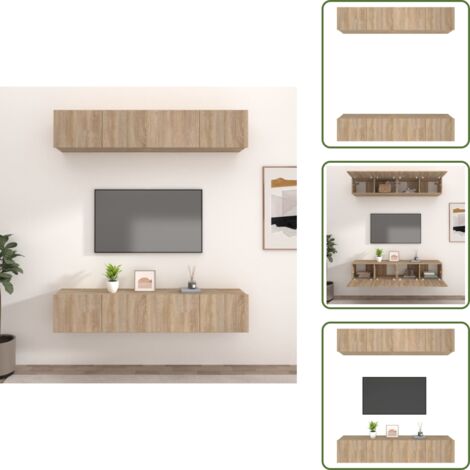 Armario para TV - vidaXL Muebles TV 4 uds madera contrachapada roble Sonoma 80x30x30 cm - Muebles de madera contrachapada