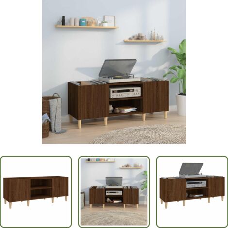 Armario para vinilos -  Mueble de discos madera contrachapada roble marrón 121x38x48 cm