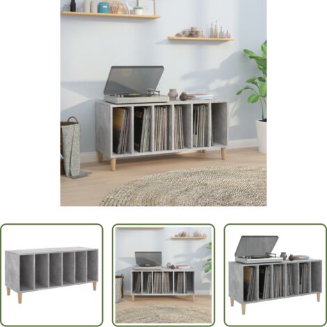 Armario para vinilos -  Mueble discos madera contrachapada gris hormigón 100x38x48 cm
