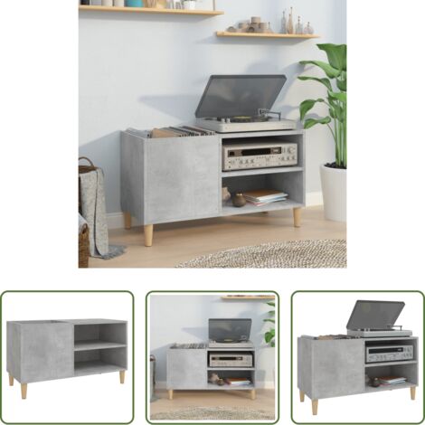 Armario para vinilos -  Mueble discos madera contrachapada gris hormigón 84,5x38x48 cm