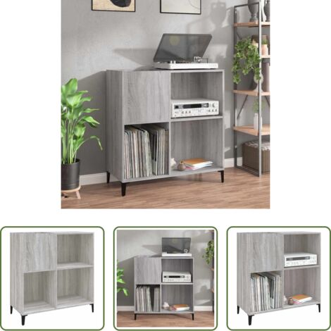 Armario para vinilos -  Mueble discos madera contrachapada gris Sonoma 84,5x38x89 cm