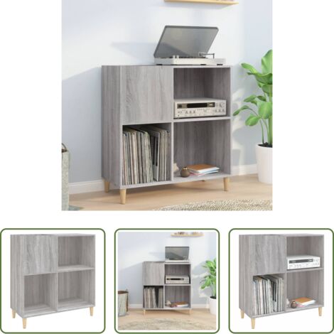 Armario para vinilos -  Mueble discos madera contrachapada gris Sonoma 84,5x38x89 cm