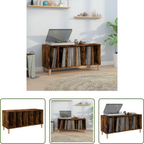 Armario para vinilos -  Mueble discos madera contrachapada roble ahumado 100x38x48 cm