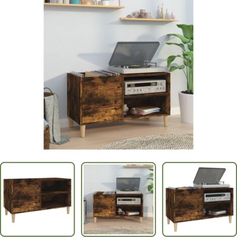 Armario para vinilos -  Mueble discos madera contrachapada roble ahumado 84,5x38x48 cm