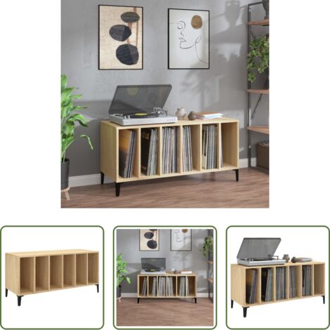 Armario para vinilos -  Mueble discos madera contrachapada roble Sonoma 100x38x48 cm