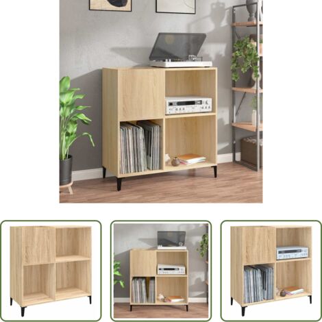 Armario para vinilos -  Mueble discos madera contrachapada roble Sonoma 84,5x38x89 cm