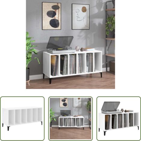 Armario para vinilos -  Mueble para discos madera contrachapada blanco 100x38x48 cm