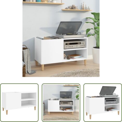 Armario para vinilos -  Mueble para discos madera contrachapada blanco 84,5x38x48 cm