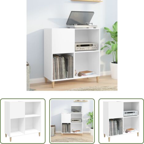 Armario para vinilos -  Mueble para discos madera contrachapada blanco 84,5x38x89 cm