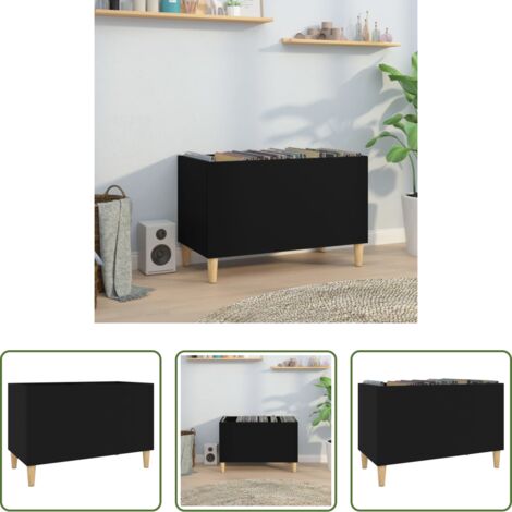 Armario para vinilos -  Mueble para discos madera contrachapada negro 74,5x38x48 cm
