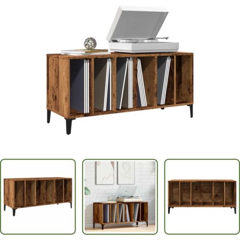 Armario para vinilos -  Mueble para discos madera de ingeniería envejecida 100x38x48 cm