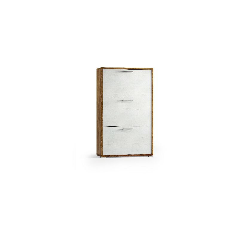 

Armario para zapatos Laccio - ahorrador de espacio - con 3 puertas, estantes - para pasillo, dormitorio, bano - Blanco, Madera en Tablero de