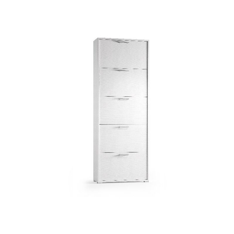

Armario para zapatos Laccio - ahorrador de espacio - con 5 puertas, estantes - para pasillo, dormitorio, bano - Blanco en Tablero de particulas de