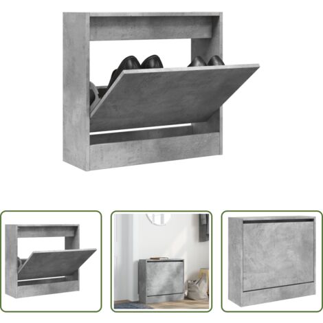 Armario para zapatos -  Zapatero de madera de ingeniería gris hormigón 60x21x57 cm