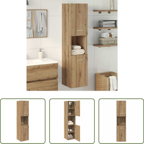 Armario pared baño -  Armario pared baño madera ingeniería roble artisian 30x30x130cm