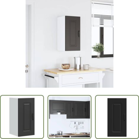 Armario pared cocina -  Armario de pared para cocina Kalmar madera de ingeniería negra