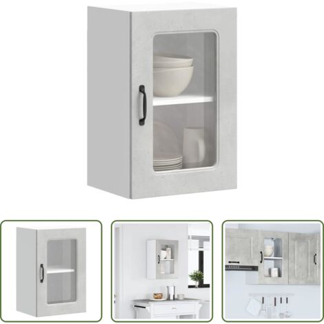 Armario pared cocina -  Armario pared cocina puerta de cristal Kalmar gris hormigón