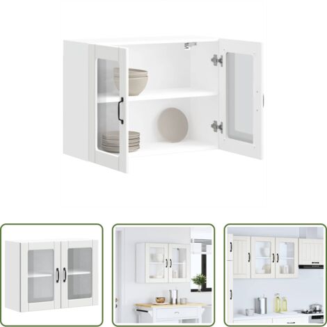 Armario pared cocina -  Armario pared cocina puerta de cristal Lucca blanca