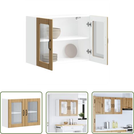 Armario pared cocina -  Armario pared cocina puerta de cristal Lucca roble artesanal