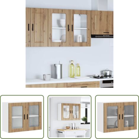 Armario pared cocina -  Armario pared para cocina puerta cristal Porto roble artesanal