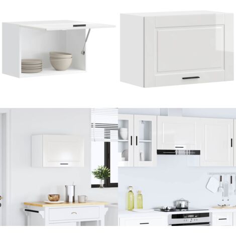Armario pared cocina Porto madera ingeniería blanca alto brillo - Armario de pared - Cocina