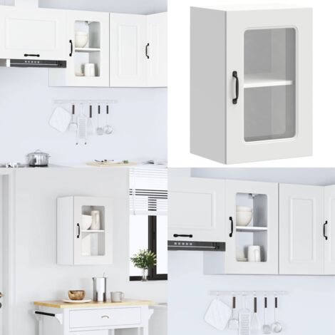 Armario pared cocina puerta de cristal Kalmar blanca - Armario pared cocina - Armario cocina con puerta de cristal