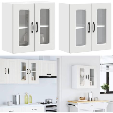 Armario pared cocina puerta de cristal Kalmar blanca - Armario pared cocina - Armario de cristal