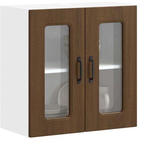 Armario pared cocina puerta de cristal Kalmar roble marrón