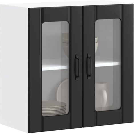 Armario pared cocina puerta de cristal Lucca negra