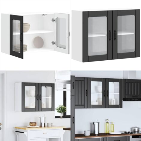 Armario pared cocina puerta de cristal Lucca negra - Armario pared cocina - Armario cocina negra