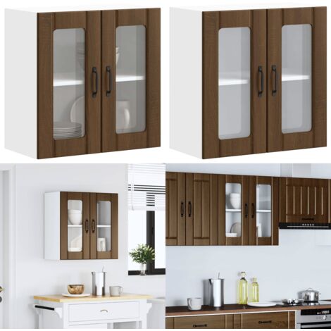 Armario pared cocina puerta de cristal Lucca roble marrón - Armario pared cocina - Armario cocina madera