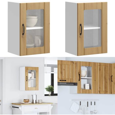 Armario pared para cocina puerta cristal Lucca roble artesanal - Armario de pared - Cocina