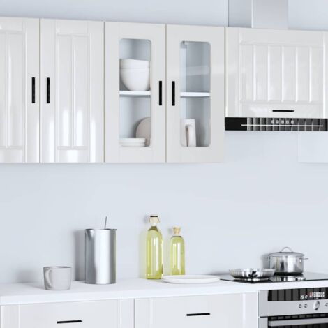 Armario pared para cocina puerta cristal Porto  brillante