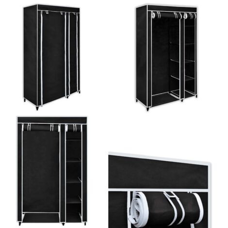 Armario plegable 110x45x175 cm negro - Armario portátil - Armario para sótano